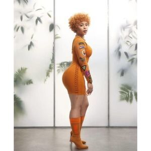 Ivy Park x Adidas Orange Light Power-Mesh Bodysuit NWT Sz. S